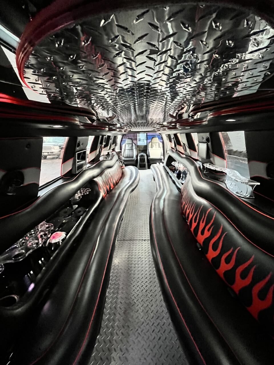 F250 limousine seating and mirrored ceiling