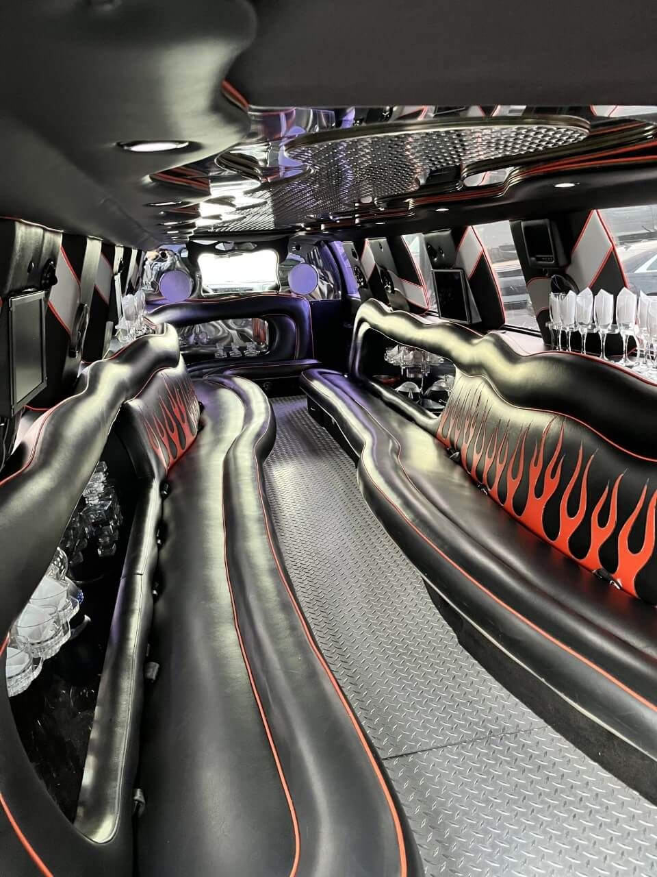 F250 limousine cabin with lighting