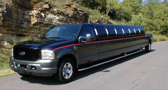 Black Harley-Davidson Ford F250 stretch limousine, exterior